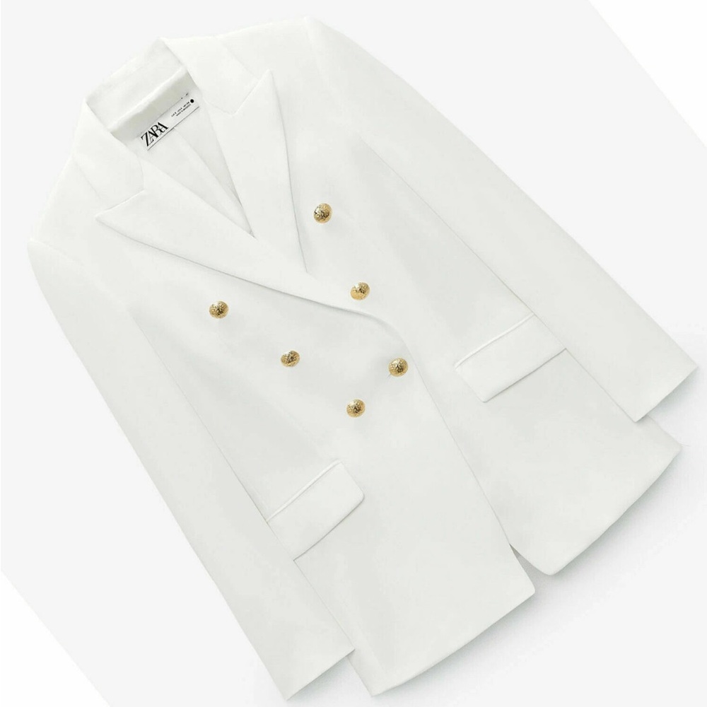 Zara Ivory Blazer with Gold Accents - Picture 6 of 14